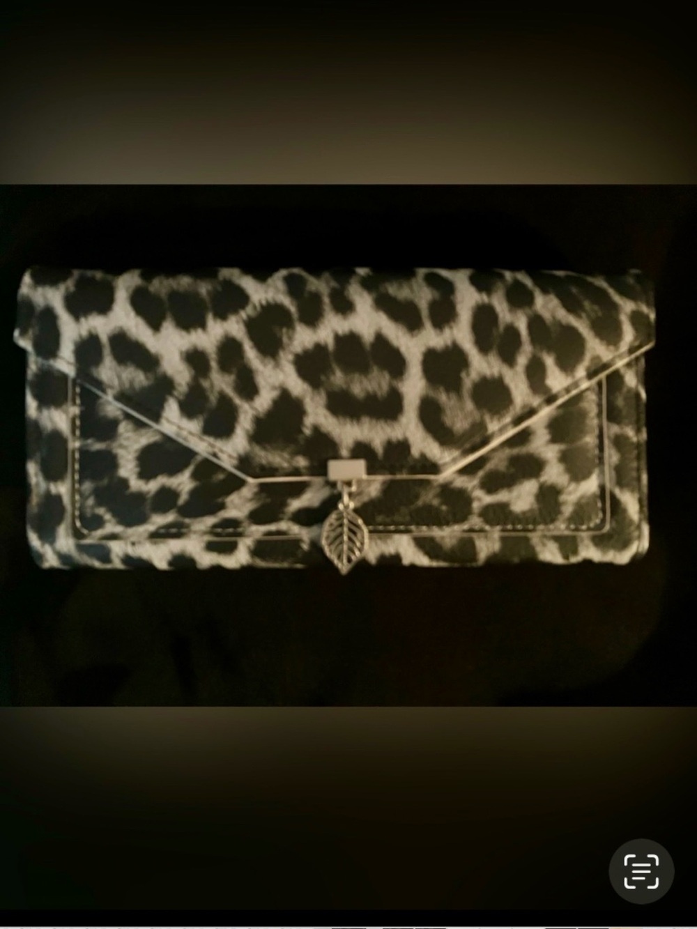 Leopard Print Envelope Clutch Wallet - Black & White